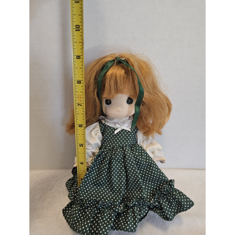 Precious Moments‎ Doll Green Polka Dot Dress Made in Philippines 9" Vintage - Picture 6 of 6
